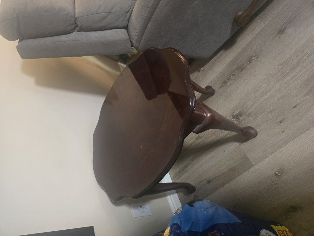 2 gloss dark wood end tables