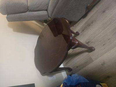 2 gloss dark wood end tables