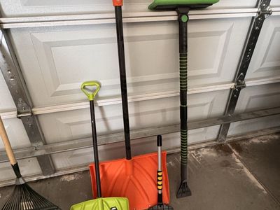 Greenworks Pro Leaf Blower, Black & Decker Hedge Trimmer, and Snow Shovels Set