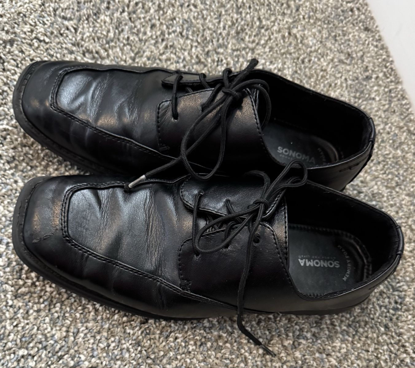 Black Lace-Up Dress Shoes - Size 6Y