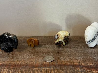 Rare 4-Pc Hand-Carved Southwestern Stone Bison Collection - 1.5" to 3.75"