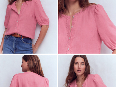 BODEN "Leah Jersey" Top -NWT Linen/Cotton Blend Size 4 in Pink Parfait