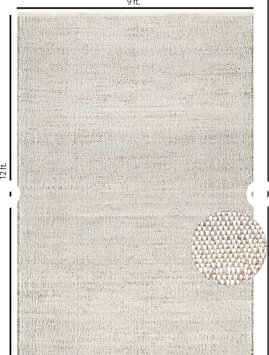 New. Handwoven Jute Area Rug - Natural Beige, 9' x 12', 0.25" Thick