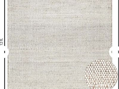 New. Handwoven Jute Area Rug - Natural Beige, 9' x 12', 0.25" Thick