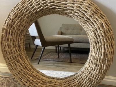 NEW 26" Round Woven Seagrass Mirror-Serena & Lily Style