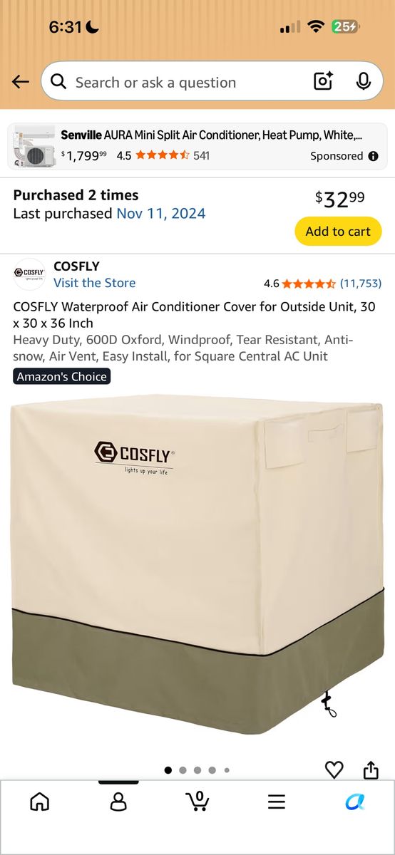 AC Cover 30”x30”x36”
