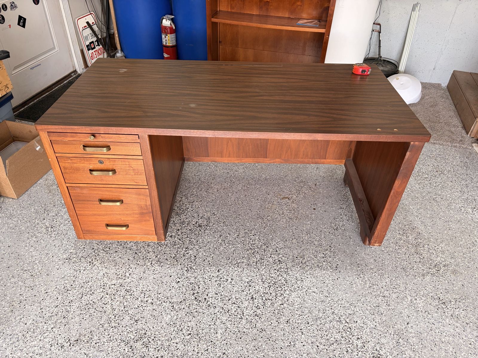 Vintage Mid-Century Style Wooden Executive Desk with Drawers