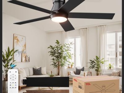 TCL 52” Black Flush Mount Ceiling Fan w/ LED Light & Remote
