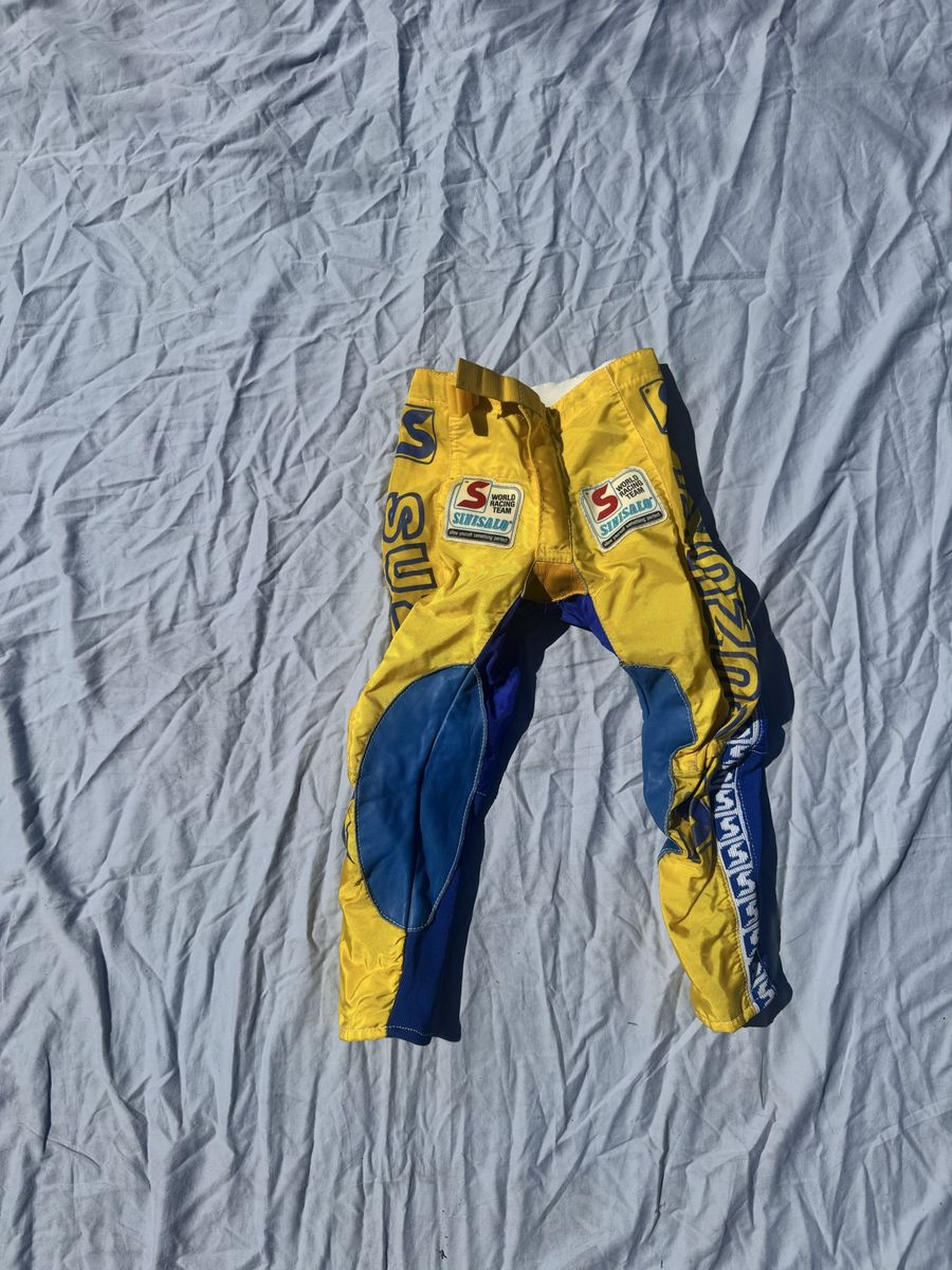 Vintage Sinisalo Motocross Pants Youth Yellow/Blue Size 22” Made in Finland - $20