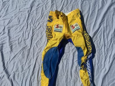 Vintage Sinisalo Motocross Pants Youth Yellow/Blue Size 22” Made in Finland - $20
