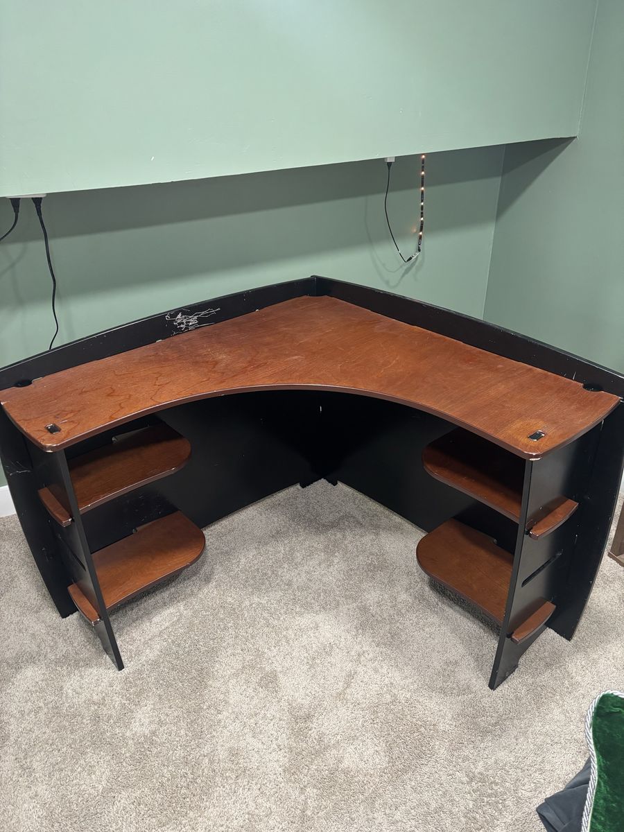 Legare 41" Corner Desk - Tool-Free Assembly, Solid Wood with Shelves