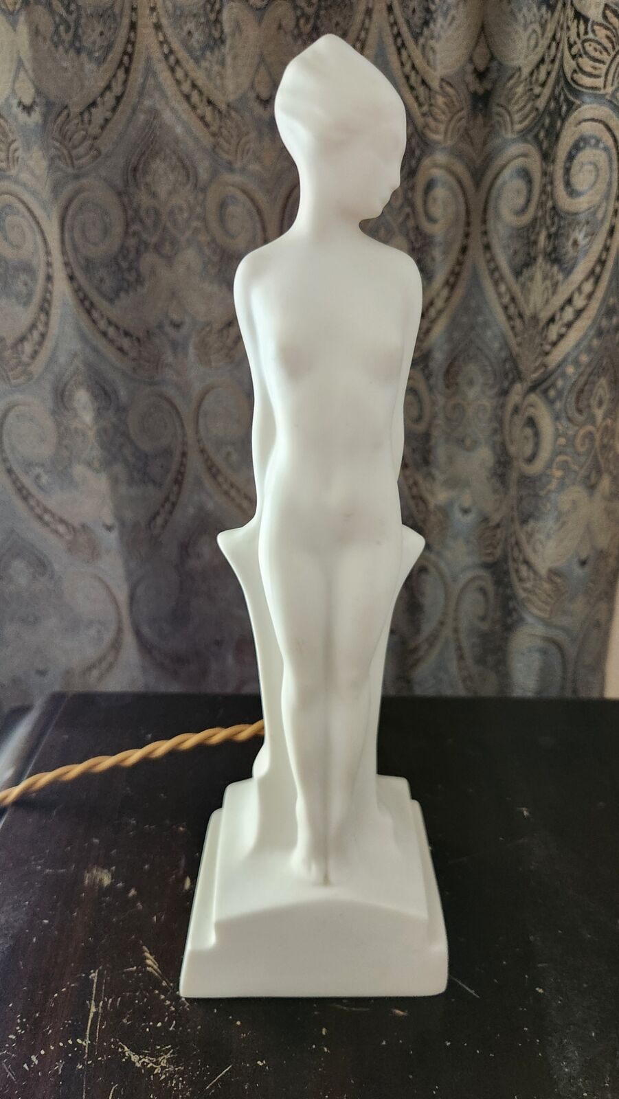 1929 Lenox Art Deco Bisque Porcelain Female Figure Boudoir Lamp