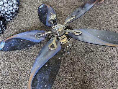Free Space-Themed Ceiling Fan with Reversible Blades & Earth Light Cover - Kids Room Decor