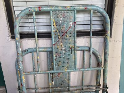 Vintage metal bed frame with slats