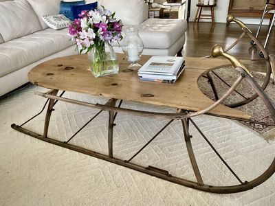 Antique 1898 New England Rural Free Delivery Mail Sled Converted Coffee Table