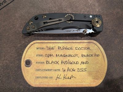 Spartan Blades Harsey Folder 3.25 Black/Gold Plague Doctor in Magnacut