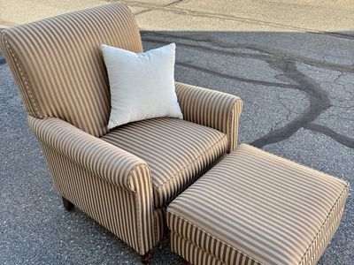 Thomasville Striped Armchair with Ottoman