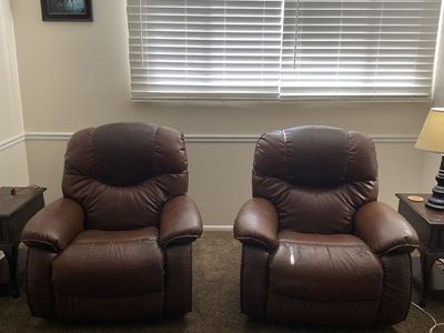 Brown Faux Leather Recliners - Set of 2
