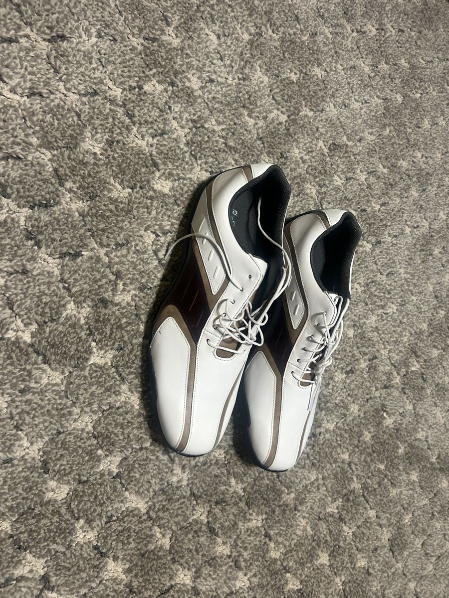 FootJoy Men's Golf Shoes Size 10.5 White Brown Accent