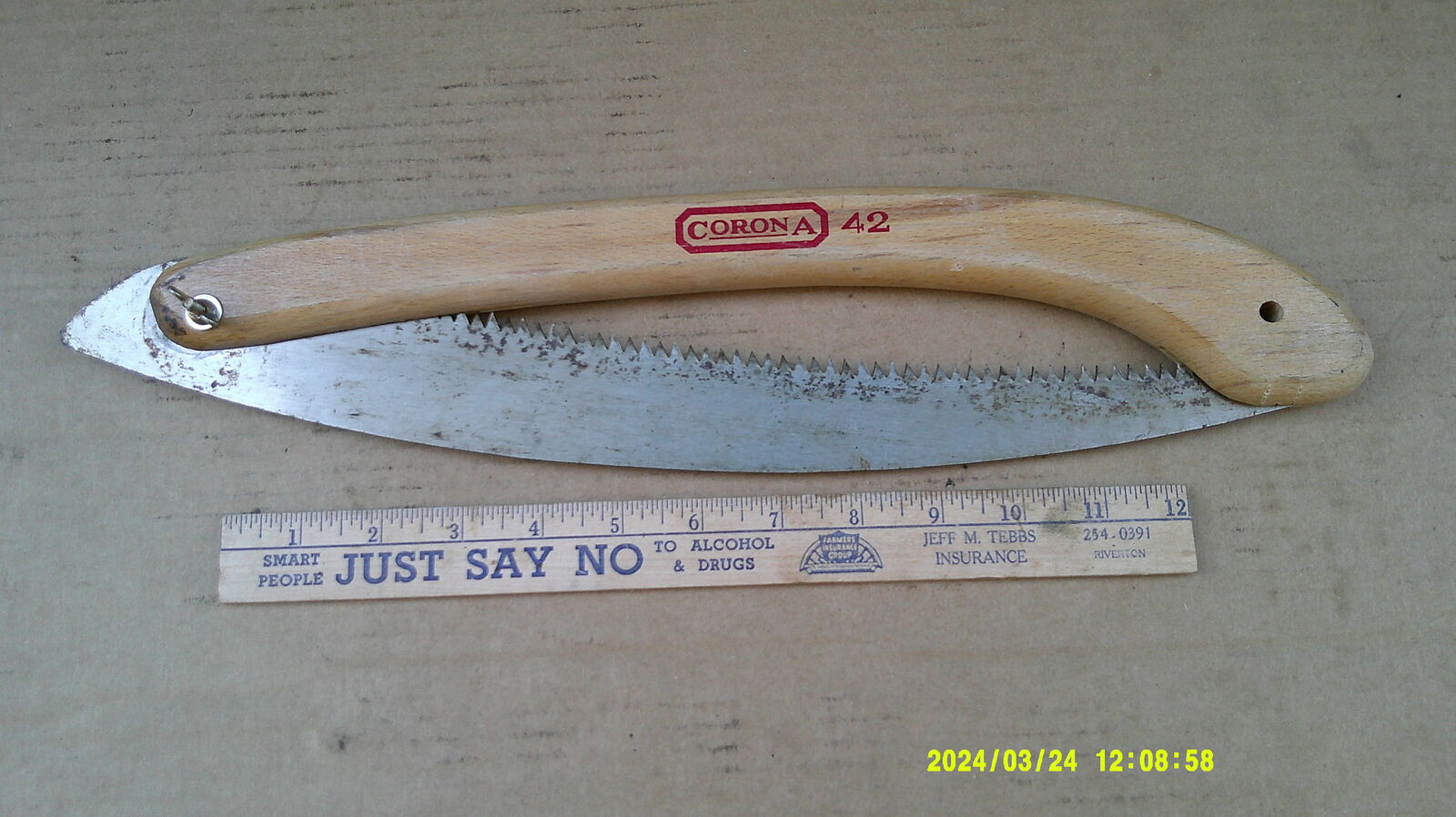 VINTAGE CORONA 42 HAND TREE SAW PRUNER FOLDING WOOD HANDLE $15