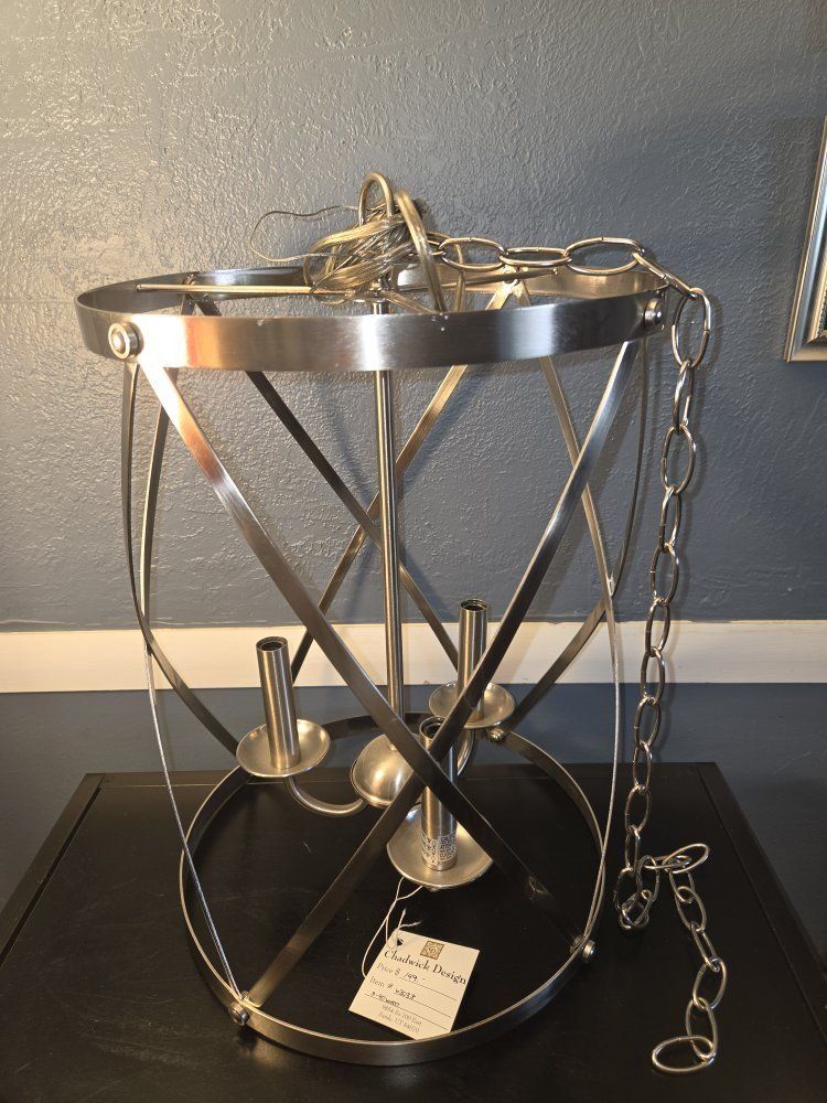 Chadwick Design Brushed Nickel Metal Cage Pendant Hanging Light Fixture