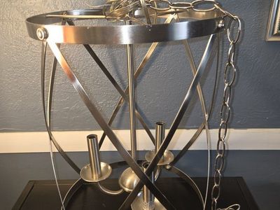 Chadwick Design Brushed Nickel Metal Cage Pendant Hanging Light Fixture