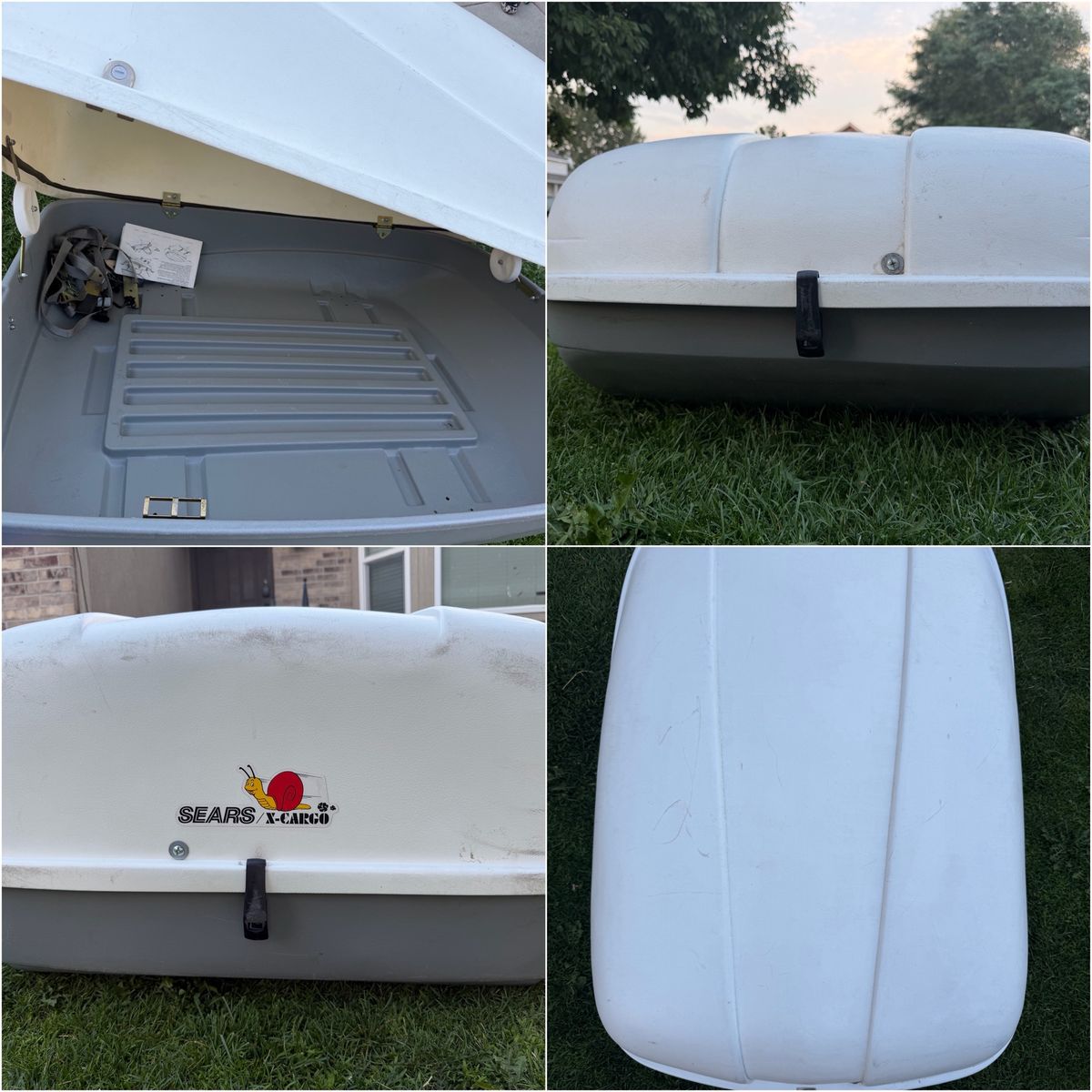 Sears X-Cargo Car Top Carrier Rooftop Cargo Box Storage Luggage White/Gray