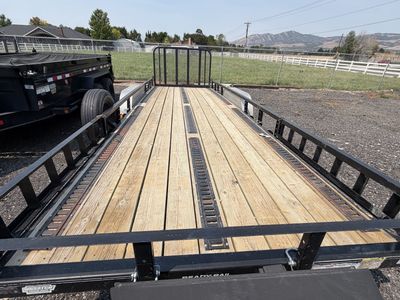 22 ft 10,000 lbs GVRW PJ Trailers Utility Trailer with Wood Deck, Ramp Gate, and E-Track System