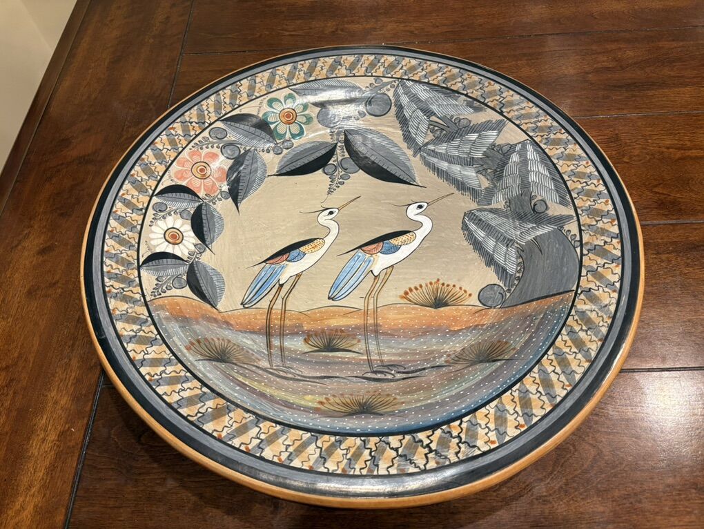 Large Signed Jimon Tonala Mexico Hanging Plate