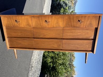 Awesome vintage Mid Century Modern wide dresser made in 1963 by Ward Furniture MCM