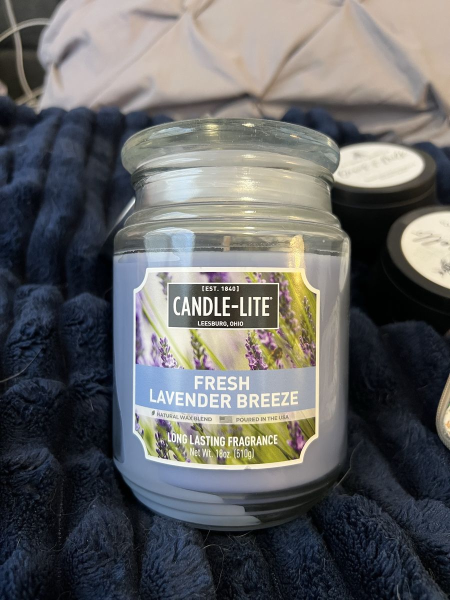 CANDLE-LITE Fresh Lavender Breeze & Tuscany Washed Beachwood Candles - 18oz & 14oz