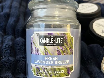 CANDLE-LITE Fresh Lavender Breeze & Tuscany Washed Beachwood Candles - 18oz & 14oz