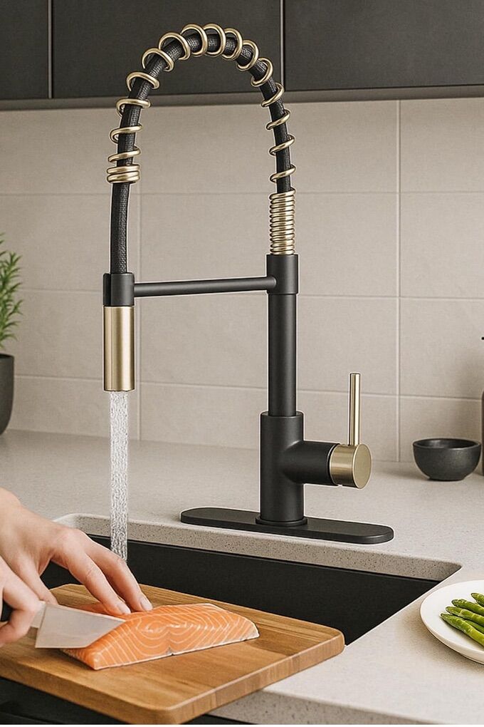KITCHEN FAUCET MATTE BLACK/MATTE GOLD NEW