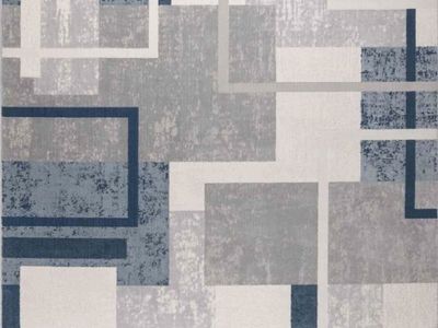 New! 9x13 Gertmenian Ethan Abstract Geo Blue Indoor Area Rug Modern Geometric