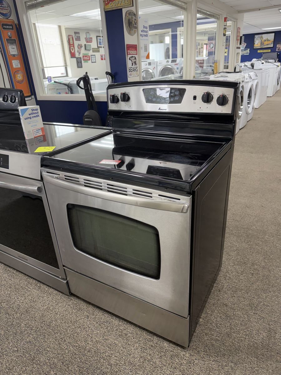 Amana Electric Range 30" Stainless Steel Freestanding Oven with Glass Cooktop
