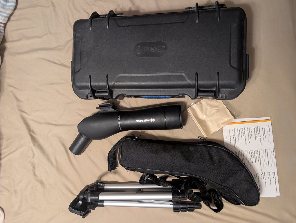 Meade 20x-60x60mm Spotting Scope with Tripod & Hard Case - Black Rubber Armor, Water Resistant