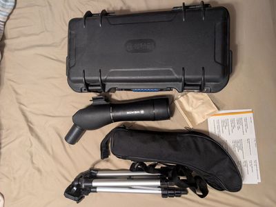 Meade 20x-60x60mm Spotting Scope with Tripod & Hard Case - Black Rubber Armor, Water Resistant