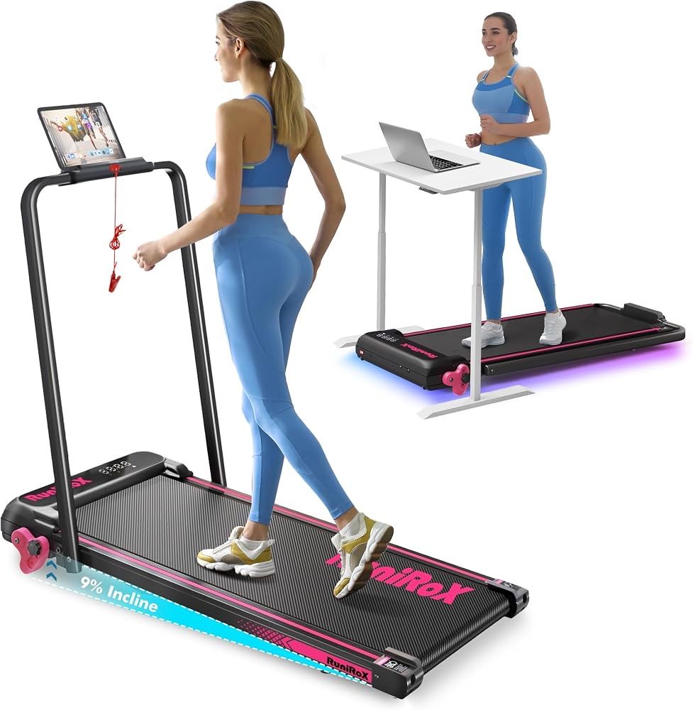 RuniRoX 4-in-1 Under Desk Treadmill Walking Pad with Handle Bar & Incline