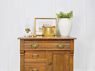 Antique Solid Wood 3 Drawer Wash Stand | Antique Wash Stand Chest | Antique Dresser