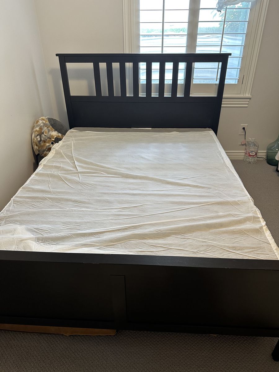 IKEA Black Wooden Queen Bed Frame