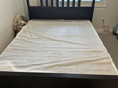 IKEA Black Wooden Queen Bed Frame