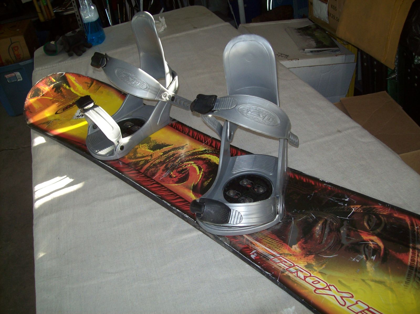 Used ESP ProX 130 Snowboard with ESP bindings for sale. 130cm.  Max weight 170 lbs.   $120.00CASH