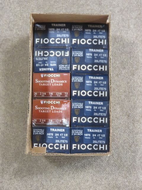 CASE OF 10 BOXES OF FIOCCHI 20 GAUGE 2 3/4" SHOTGUN ROUNDS 