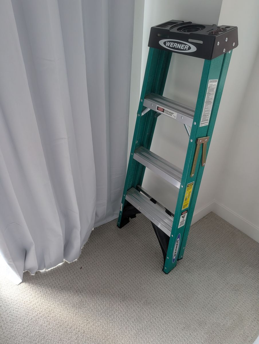 Free king mattress, free Decor, free lamps, free ladder, table top fireplace