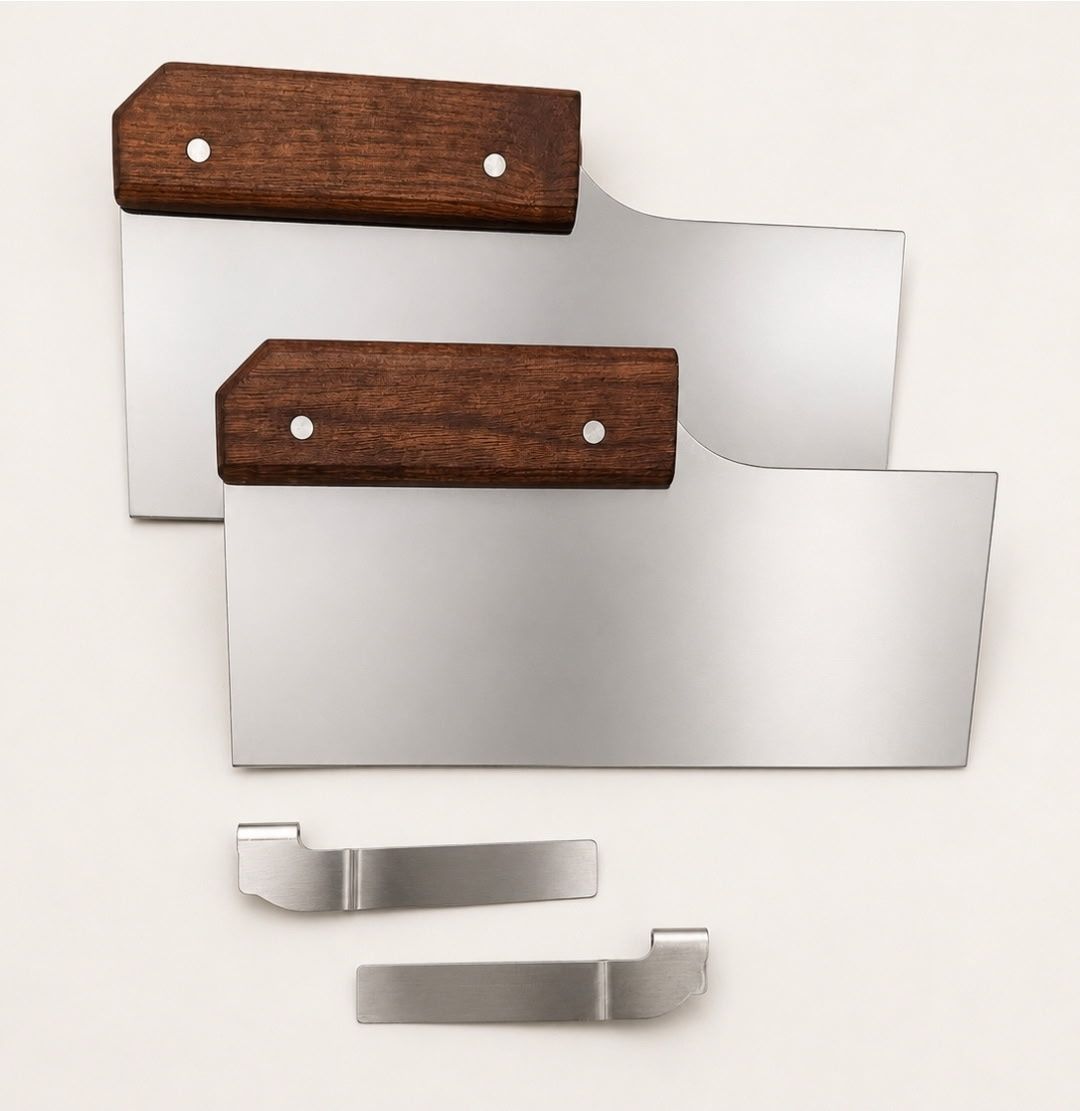 Two Slade Flat-Top Spatulas with Stainless Steel Blades and Wood Handles
