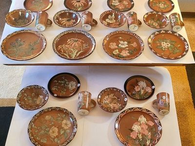 Six SBCD Hand-Painted 4-Piece Dinner Settings