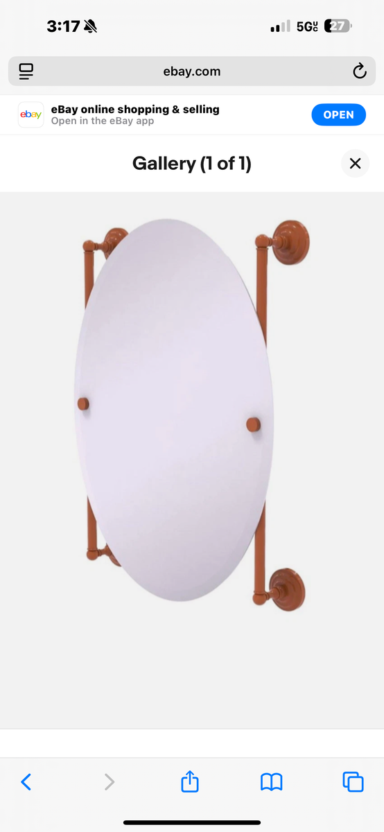 Allied Brass QN-27-91-ASP Que Oval Frameless Rail Mounted Mirror, Autumn Sparkle