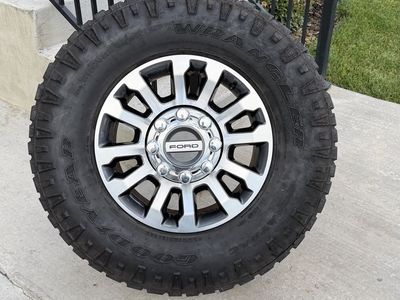 Ford F350 Rims and Tires 285/75R18 Goodyear Wrangler Duratrac Load E