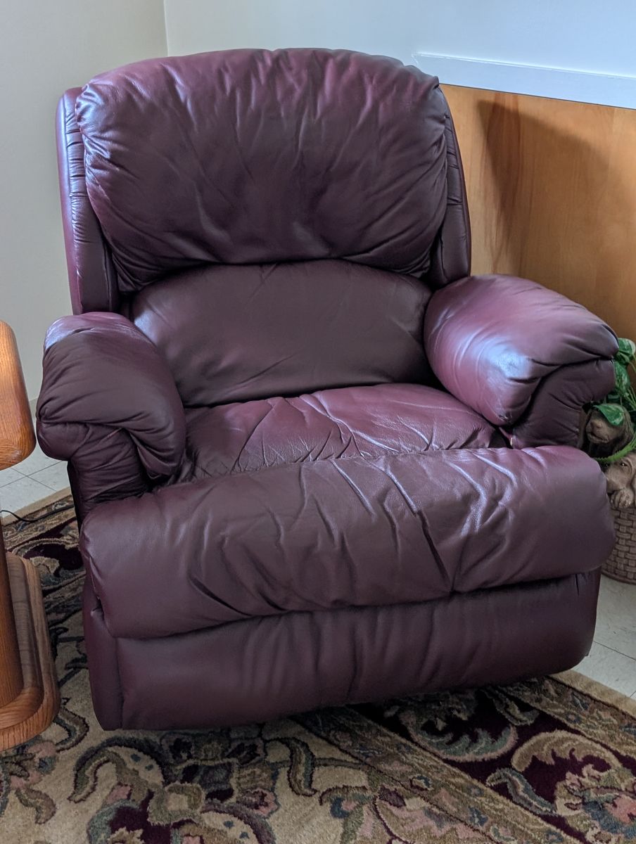 3-Piece Oxblood Leather Motion Living Room Set (Sofa + 2 Recliners) 