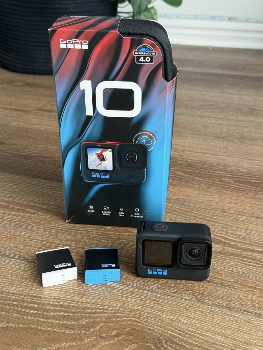 GoPro HERO10 Black Action Camera with HyperSmooth 4.0, 23MP, 5.3K60 Video & 2 Batteries